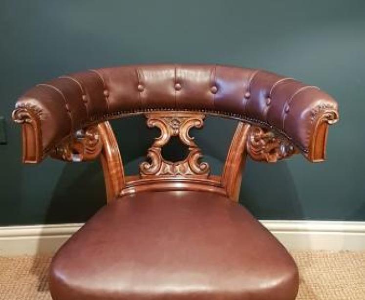 William IV Leather Library Armchair - Image 1