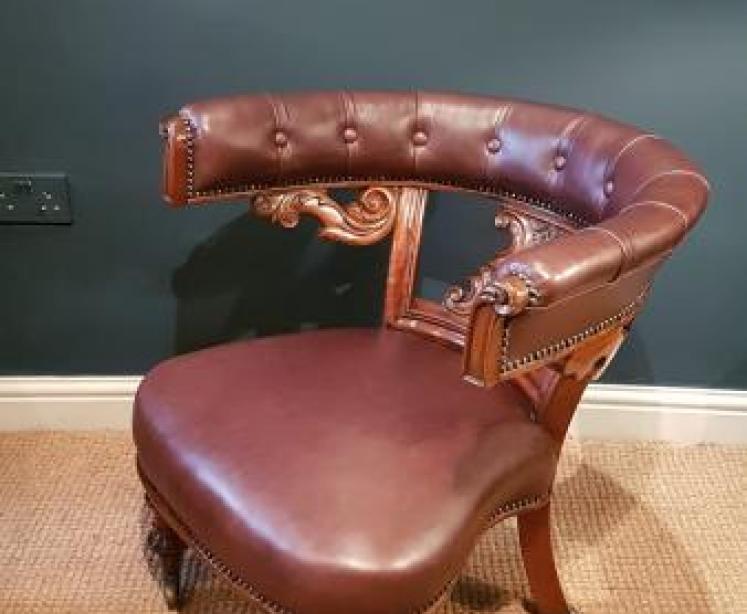 William IV Leather Library Armchair - Image 7