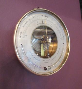 Antique Bronze Cased Twin Thermometer Marine Barometer