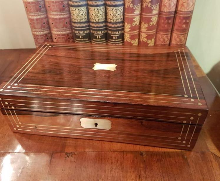 Antique Regency Rosewood Brass Bound Writing Slope  - Image 3