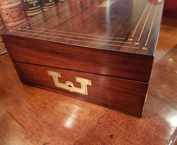 Antique Regency Rosewood Brass Bound Writing Slope  - Image 4