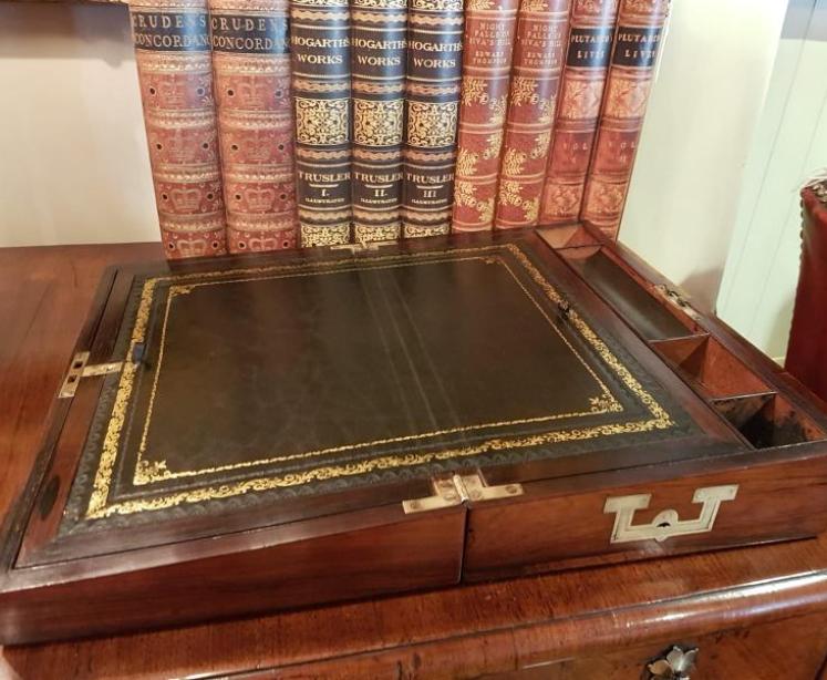 Antique Regency Rosewood Brass Bound Writing Slope  - Image 5