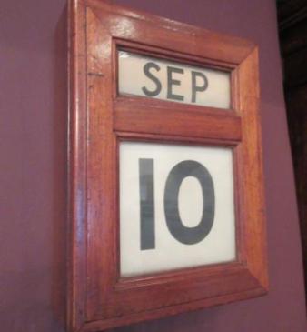 Large Victorian Walnut Perpetual Bank Wall Calendar