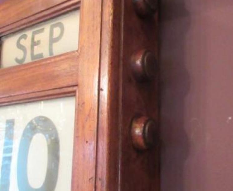 Large Victorian Walnut Perpetual Bank Wall Calendar - Image 5