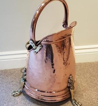 Antique Edwardian Copper Coal Scuttle