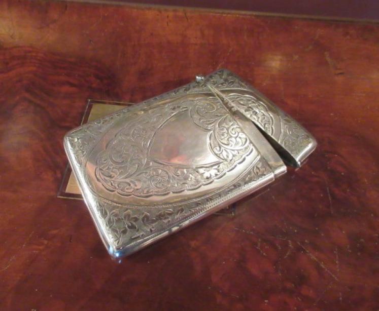 Antique Engraved Silver Card Case - Image 1