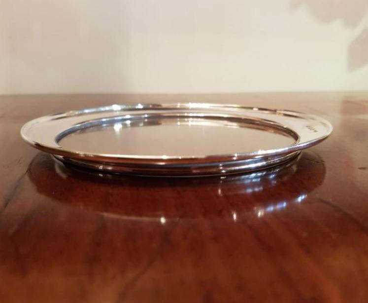 Matching Pair of Silver Rimmed Glass Coasters - Image 4