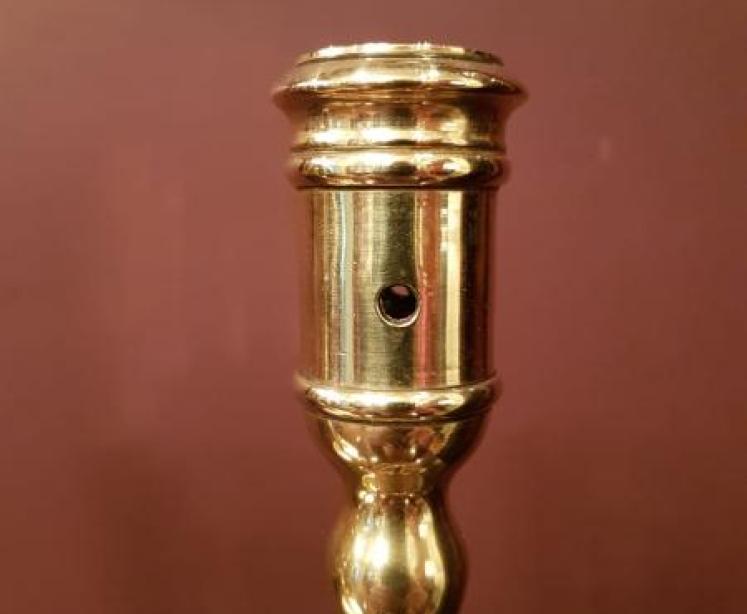 Pair of Antique C.19th Brass Tavern Candlesticks - Image 2