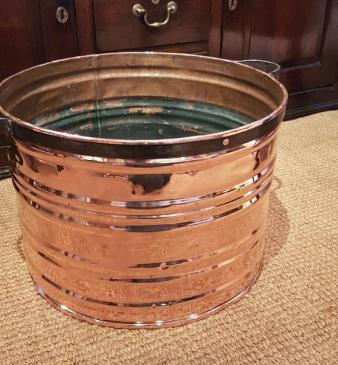 Antique Copper Country House Log Bin