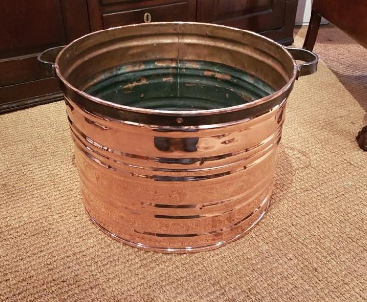 Antique Copper Country House Log Bin - Image 5
