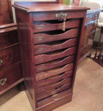 Edwardian Period Tambour Front Filing Cabinet