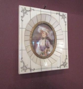 19th Century Miniature Portrait Painted on Bone 