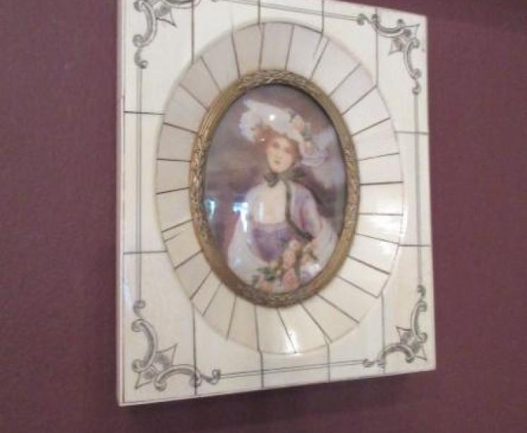 19th Century Miniature Portrait Painted on Bone  - Image 1