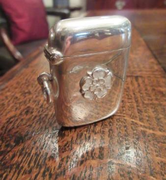 Edwardian Silver Yorkshire White Rose Vesta Case