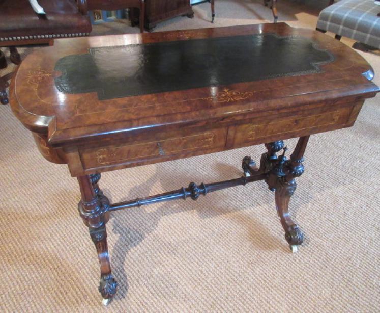 Mid Victorian Burr Walnut Games & Writing Table - Image 1