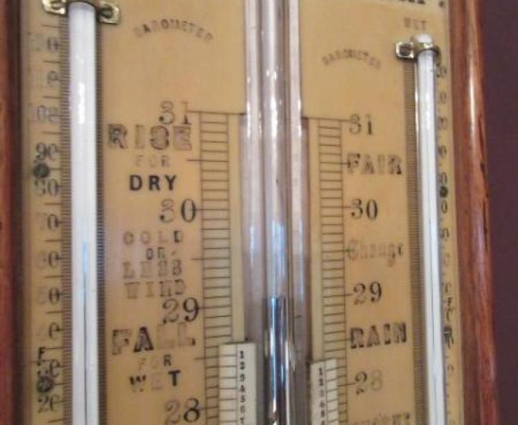 Antique Oak Country House Stick Barometer - Image 3