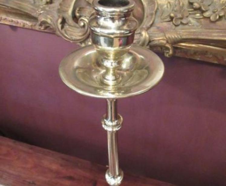 Tall Pair of Mid Victorian Cast Brass Candlesticks - Image 2