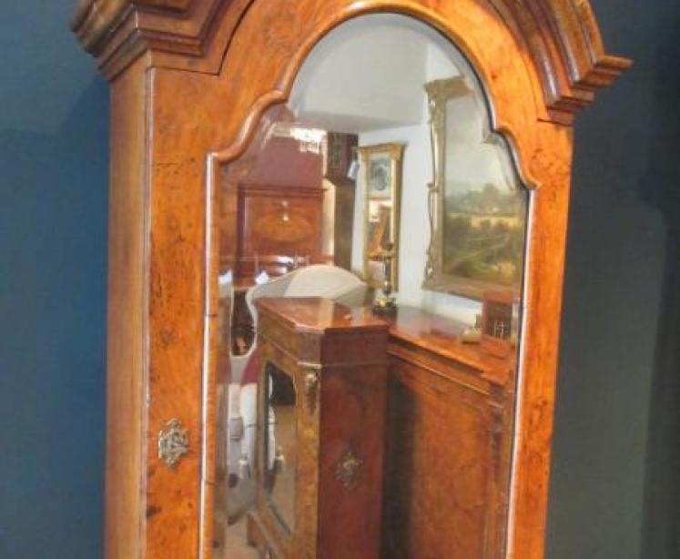 Small Antique Burr Walnut Bureau Bookcase - Image 4