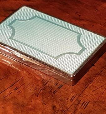 Silver And Blue Engine Turned Enamel Card Case