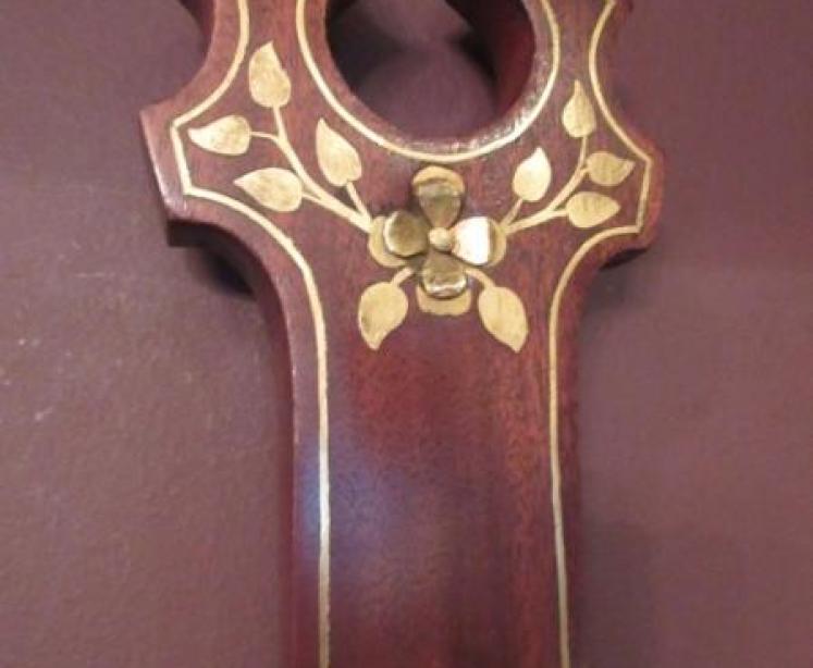 Edwardian Antique Brass Inlaid Banjo Barometer - Image 3