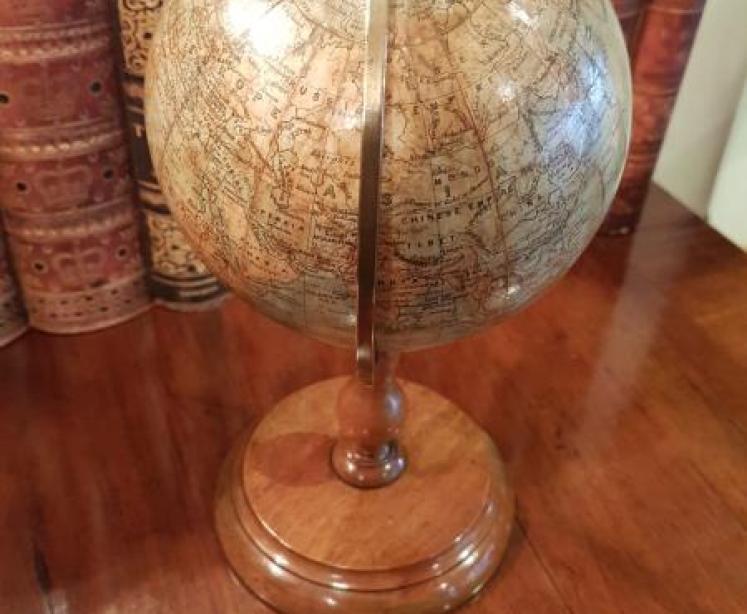 1920's Phillips Plaster 6" Globe On Walnut Foot. - Image 2