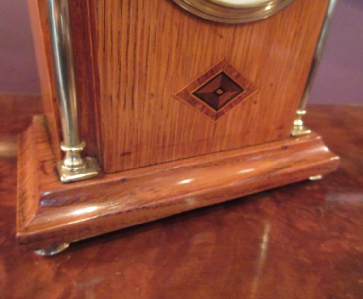 Edwardian Polished Oak Inlaid Mantel Clock - Image 2