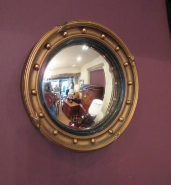 Miniature 19th Century Timber Gilt Convex Mirror