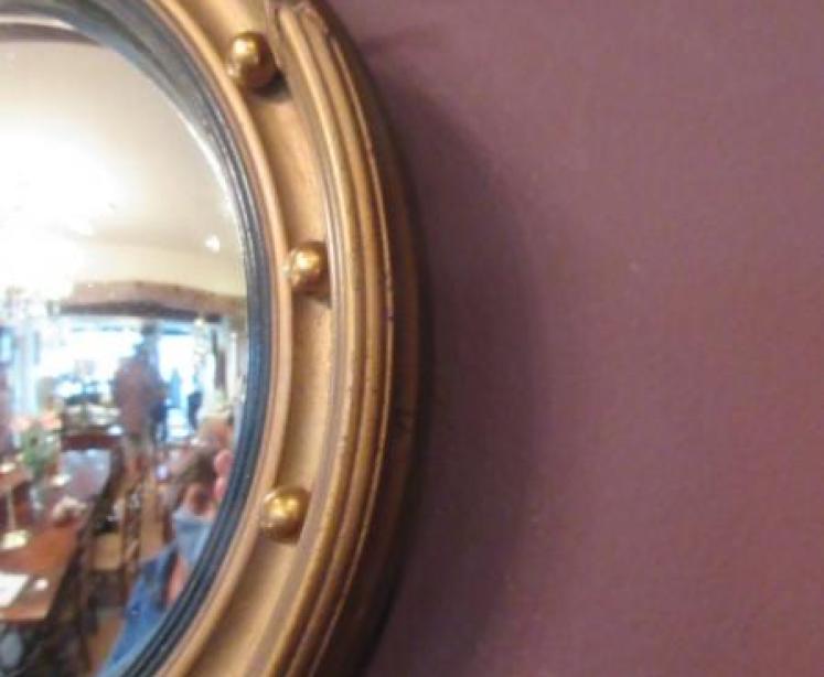 Miniature 19th Century Timber Gilt Convex Mirror - Image 5