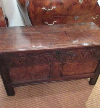 Small George I Period Oak Two Panel 'Cottage' Coffer