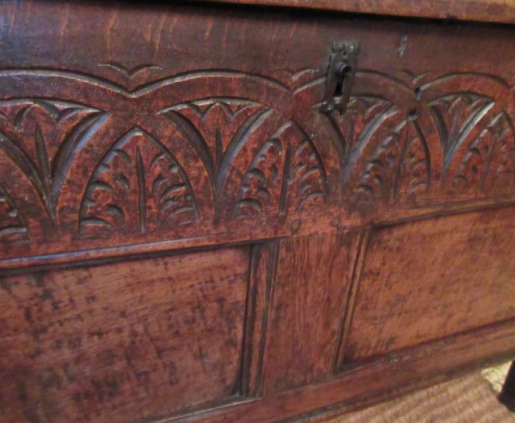 Small George I Period Oak Two Panel 'Cottage' Coffer - Image 3