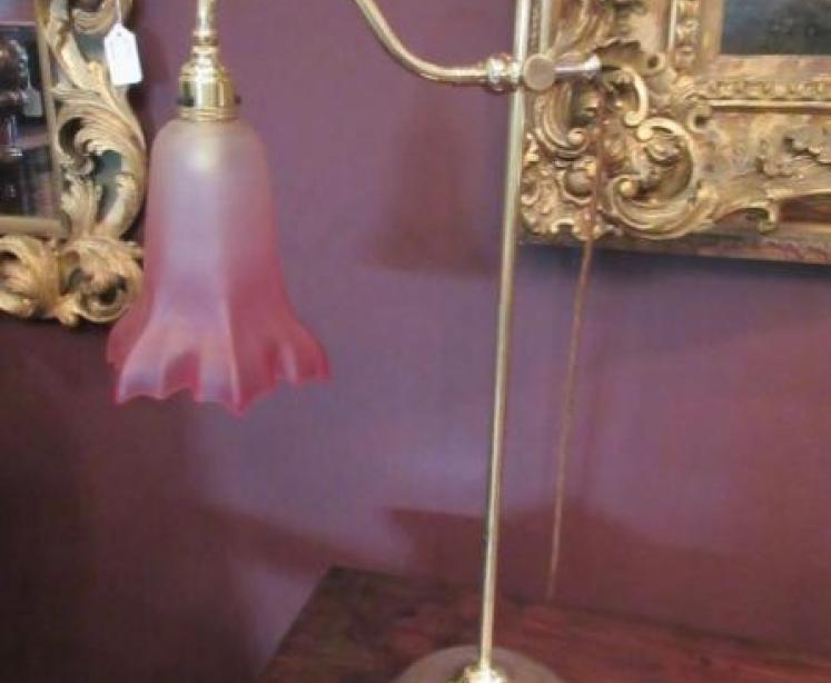 Edwardian Antique Brass Rise & Fall Table Lamp - Image 5