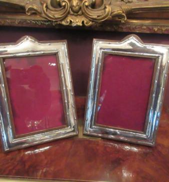 Pair of George V Period Chester Silver Photo Frames