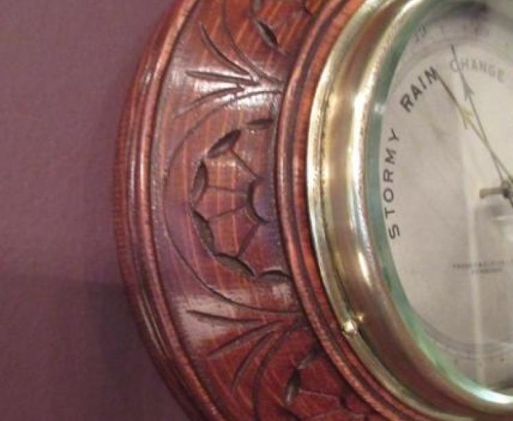 Antique Polished Oak Edinburgh Barometer - Image 2