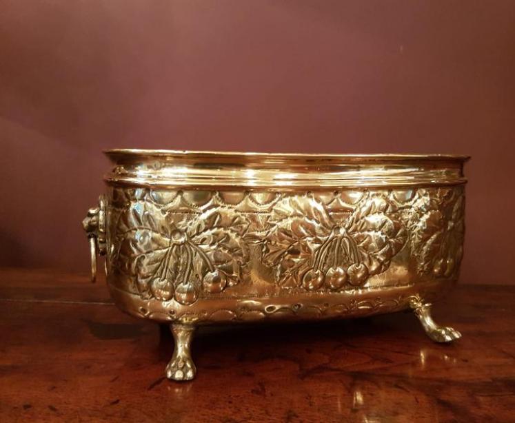 Victorian Embossed Brass Planter - Image 1