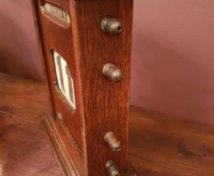 Antique Solid Oak Perpetual Desk Calendar - Image 2