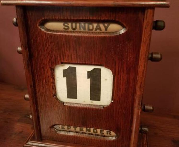Antique Solid Oak Perpetual Desk Calendar - Image 5