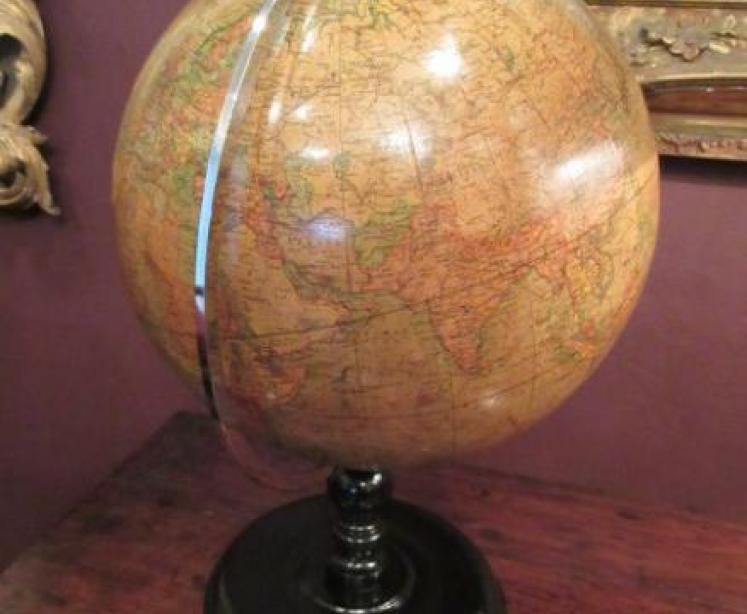 Antique 12" Geographia Paper Mache Terrestrial Globe - Image 5