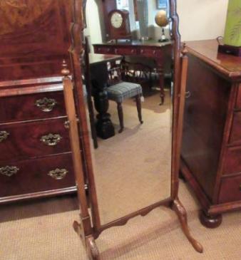 Late 19th Century Antique Walnut Cheval Mirror