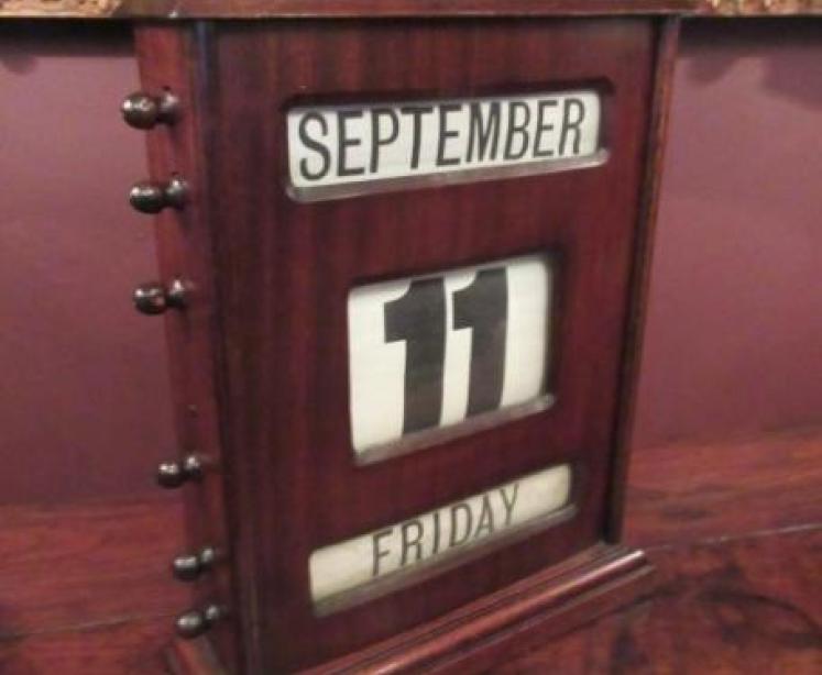 Large Antique Mahogany Perpetual Desk Calendar - Image 1