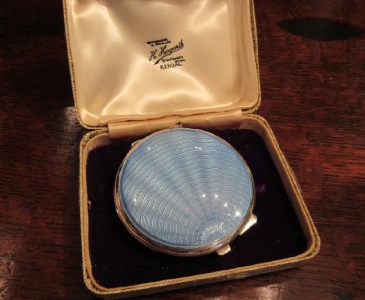 Art Deco Silver & Blue Enamel Compact - Image 5
