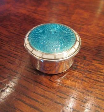 Edwardian Silver & Turquoise Enamel Trinket Box