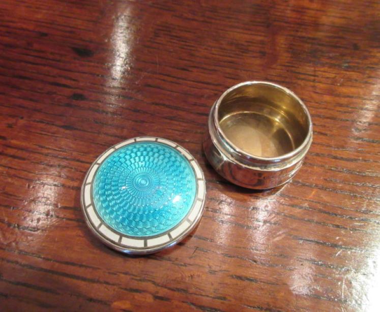 Edwardian Silver & Turquoise Enamel Trinket Box - Image 3
