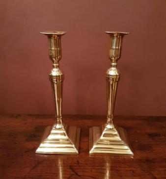 Pair of Antique George III Brass Candlesticks