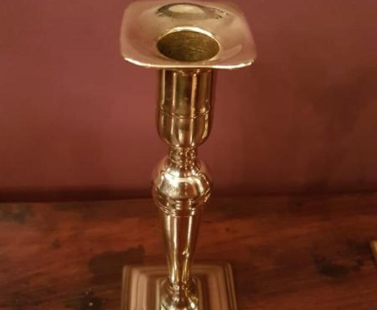 Pair of Antique George III Brass Candlesticks - Image 2