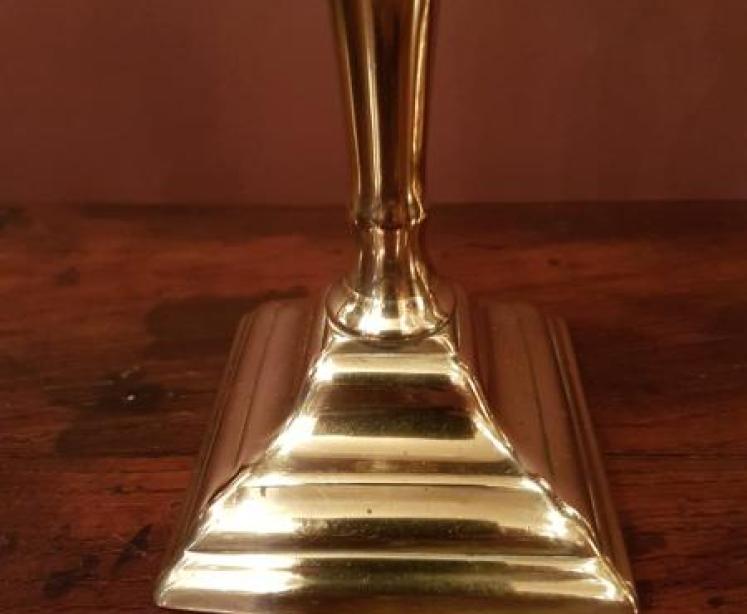 Pair of Antique George III Brass Candlesticks - Image 4