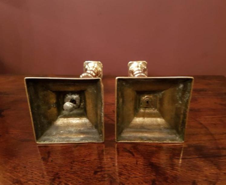 Pair of Antique George III Brass Candlesticks - Image 5