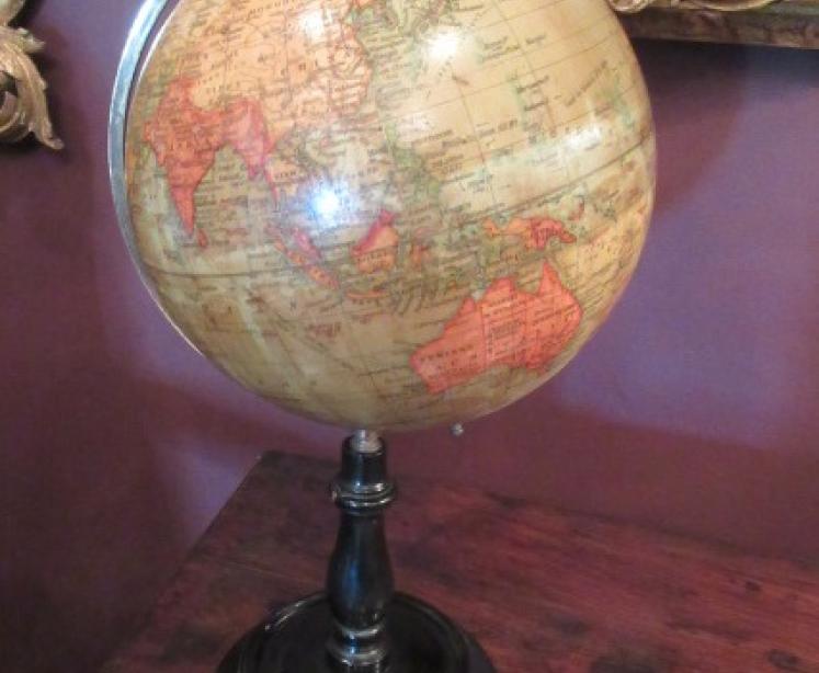 Antique 8" Paper Mache Geographia Terrestrial Globe - Image 1