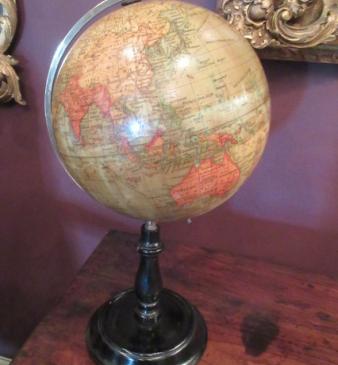 Antique 8" Paper Mache Geographia Terrestrial Globe