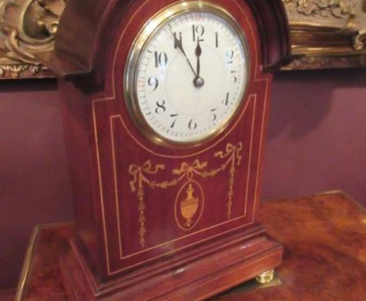 Impressive Edwardian Sheraton Inlaid Mantel Clock - Image 1
