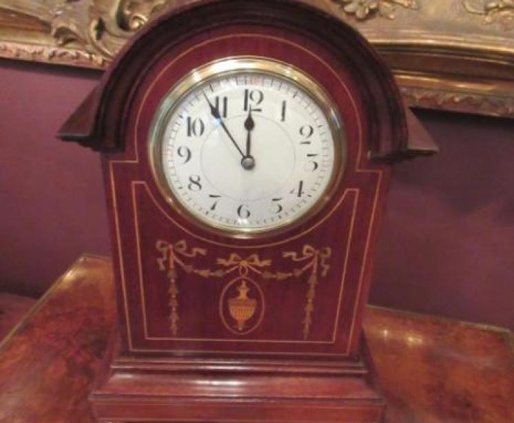 Impressive Edwardian Sheraton Inlaid Mantel Clock - Image 5